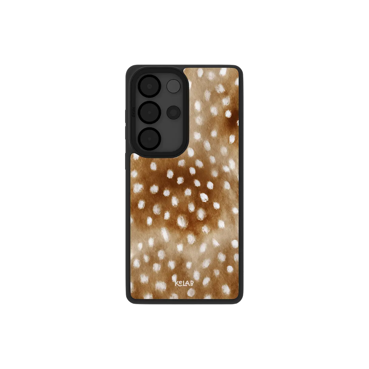 Doe Eyed Drift brown deer print Samsung Galaxy case with tiny cream fawn spots on a warm brown ground.