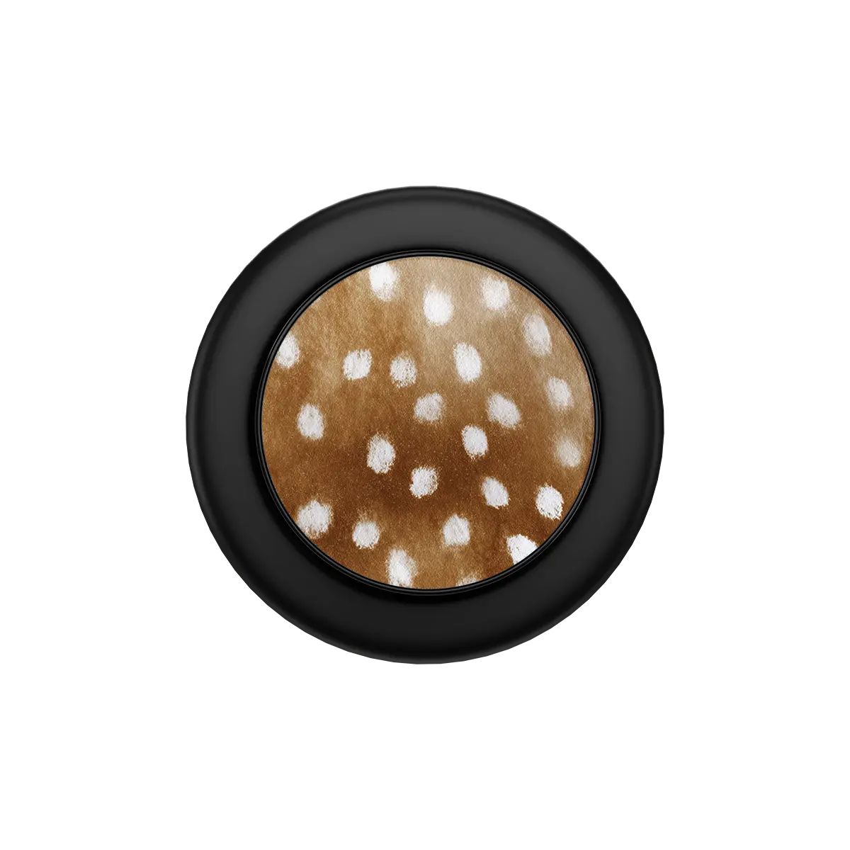 Doe Eyed Drift fawn print MagSafe phone grip pop grip with built-in strong magnets, black ring.