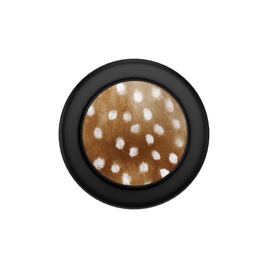 Doe Eyed Drift fawn print MagSafe phone grip pop grip with built-in strong magnets, black ring.