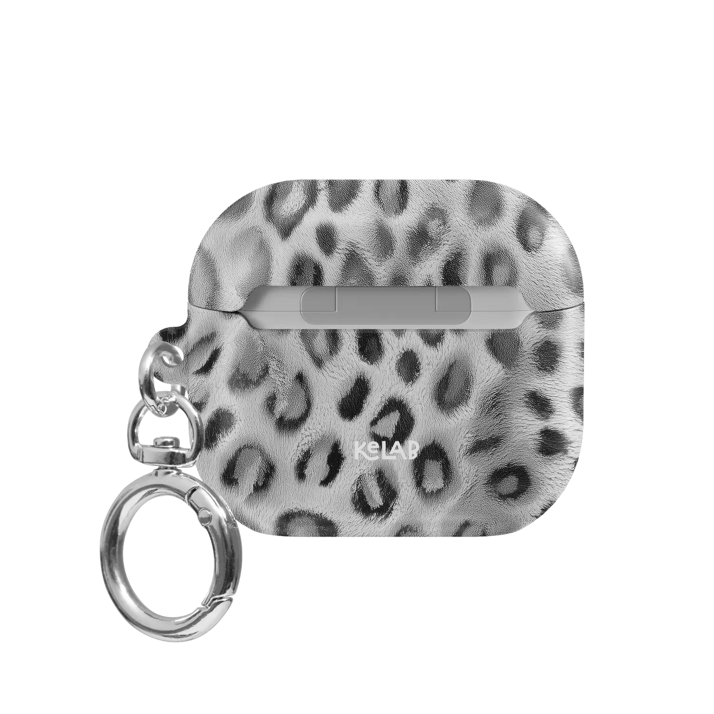 Platinum Predator | Black & White Cheetah AirPods Case - back view