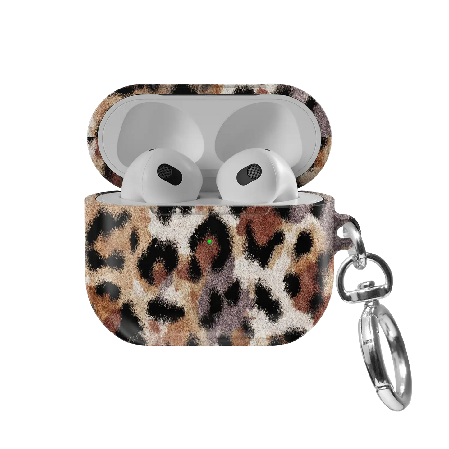 Sahara Plush | Tan Cheetah AirPods Case - front view with open lid