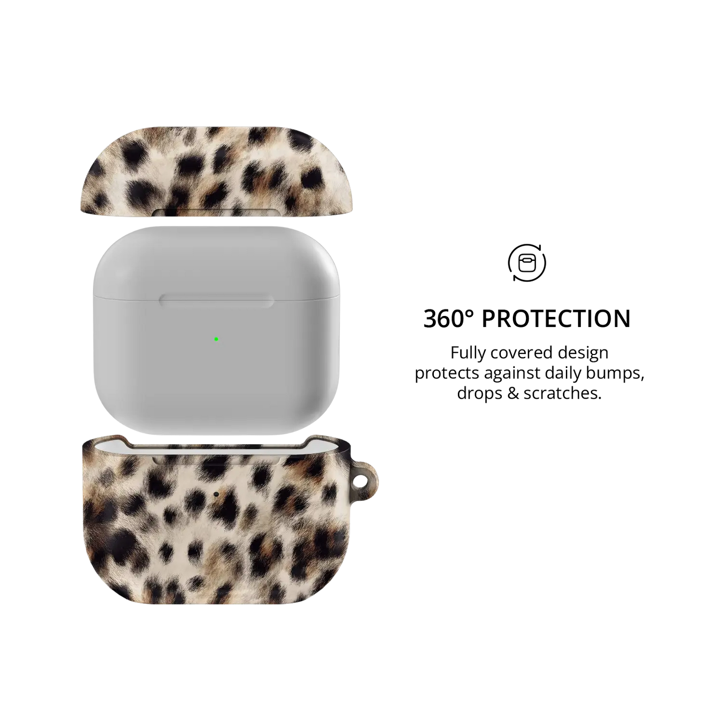Arctic Aristocrat | Beige Cheetah AirPods Case - 360 degree protection view