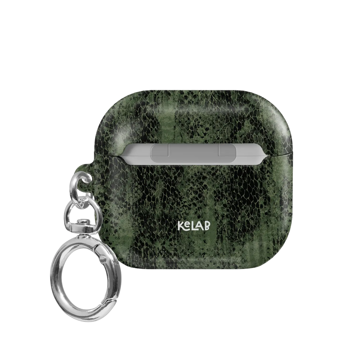 Olive Snake Print AirPods Case, back view