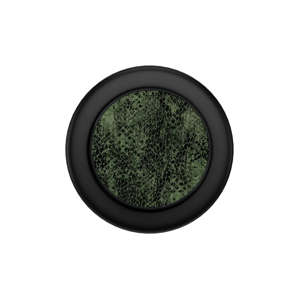 Black and olive snakeskin MagSafe phone grip with built-in strong magnets and pop grip design.