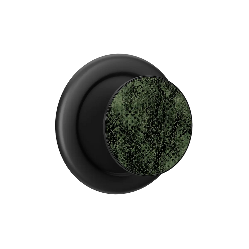 Black and olive snakeskin MagSafe phone grip with built-in strong magnets and pop grip design.