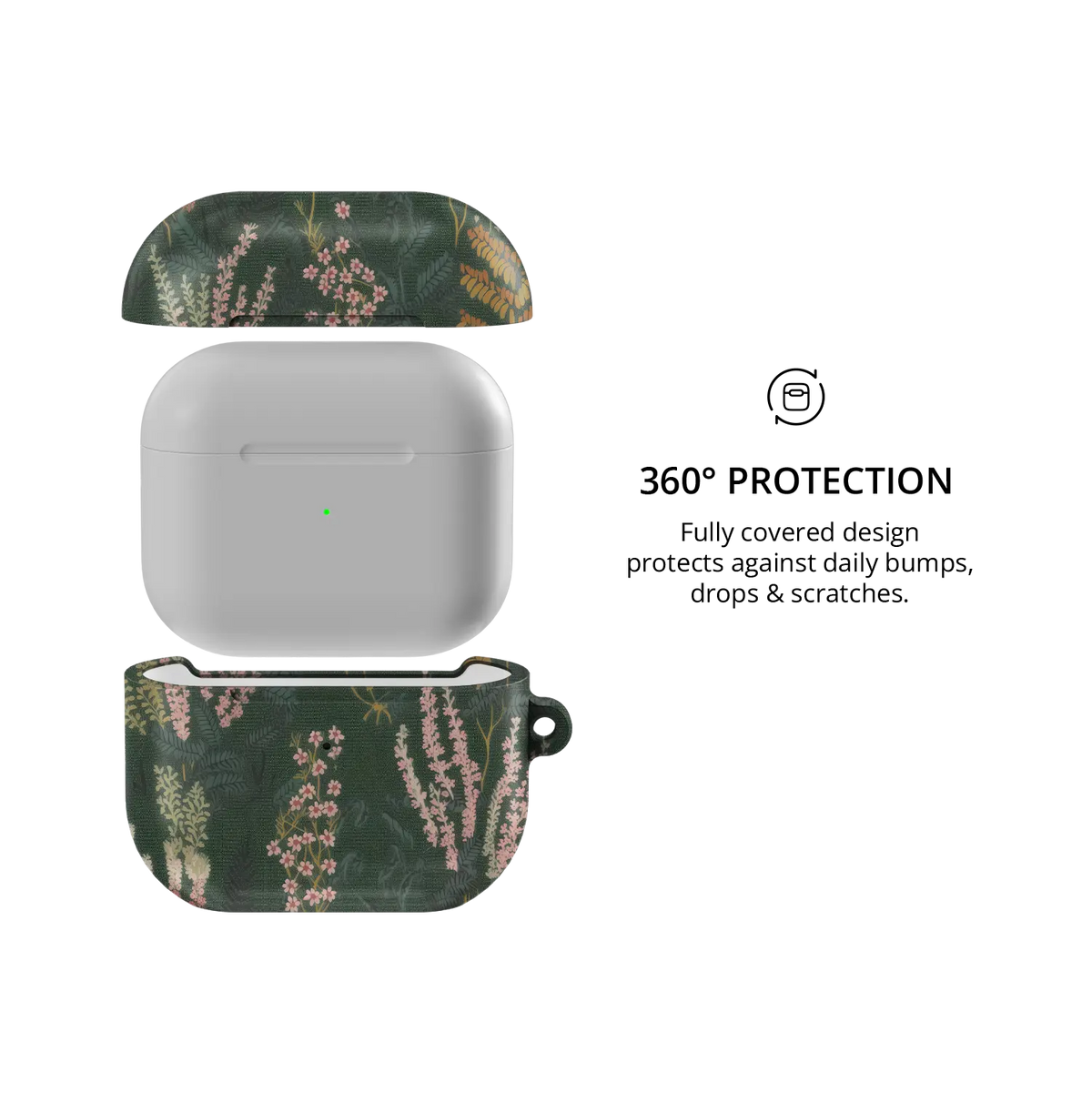 360-degree full-body coverage on the Heather & Hearth floral AirPods case