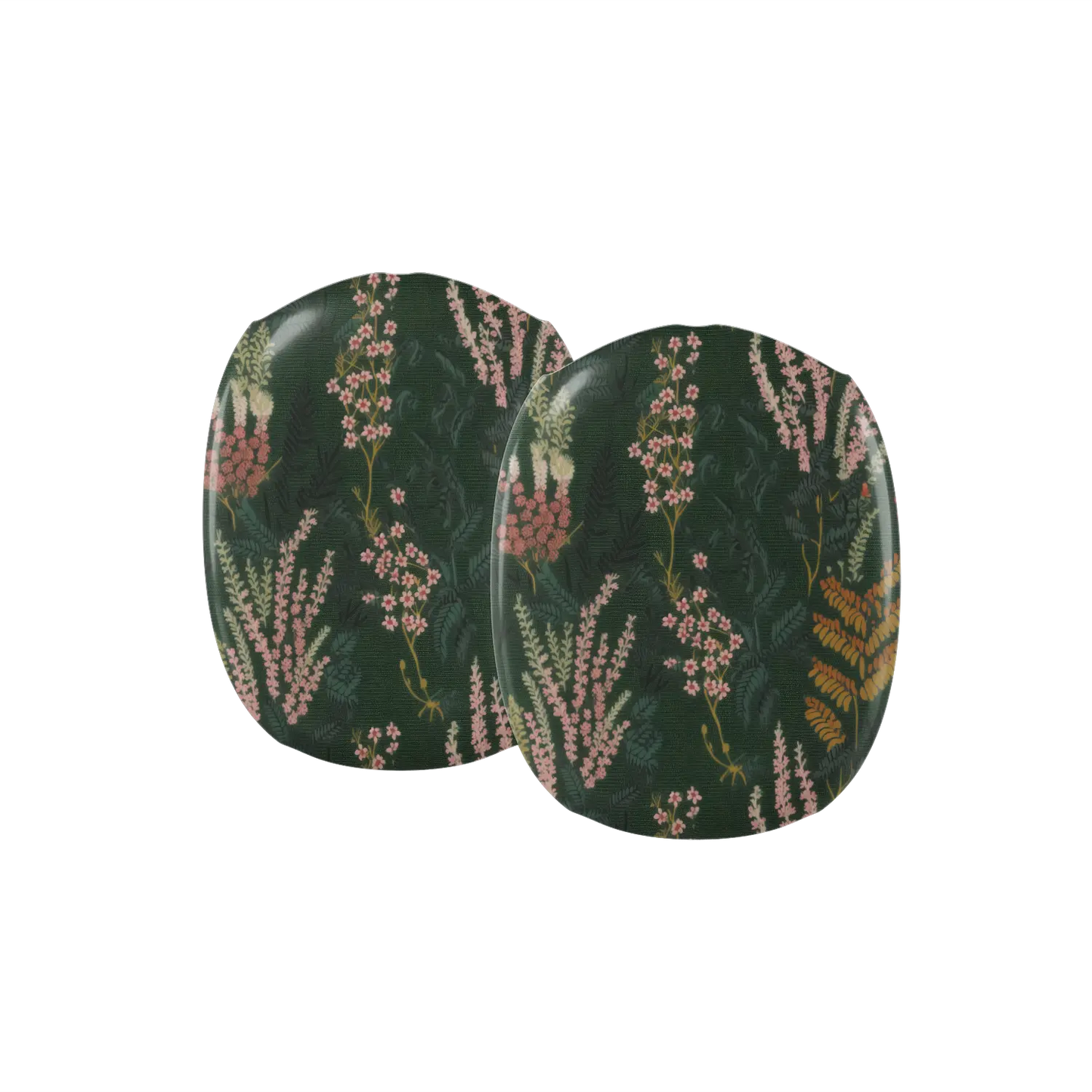 Close-up detail of the Heather & Hearth floral AirPods Max earcup covers
