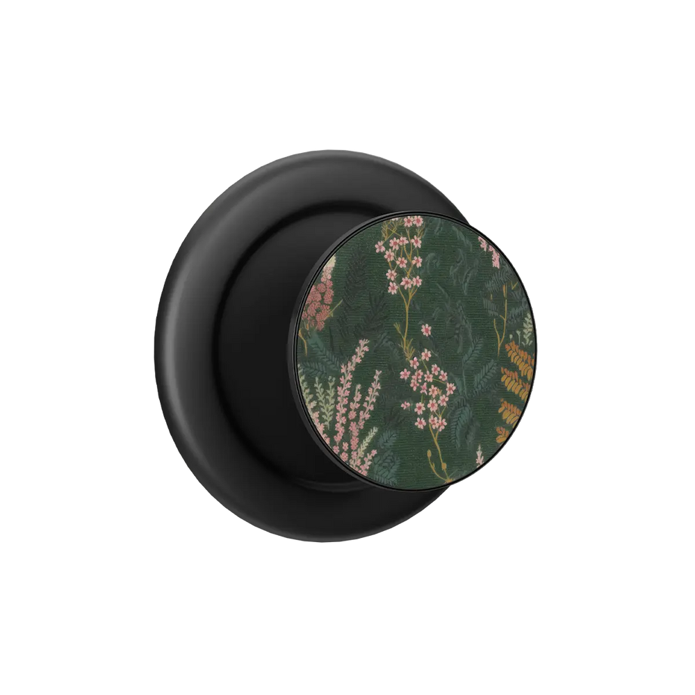 Heather & Hearth cottagecore floral MagSafe grip in Black, expanded view