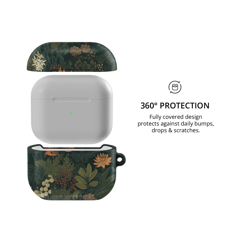 360-degree full-body coverage on the Elderberry Enchantment floral AirPods case