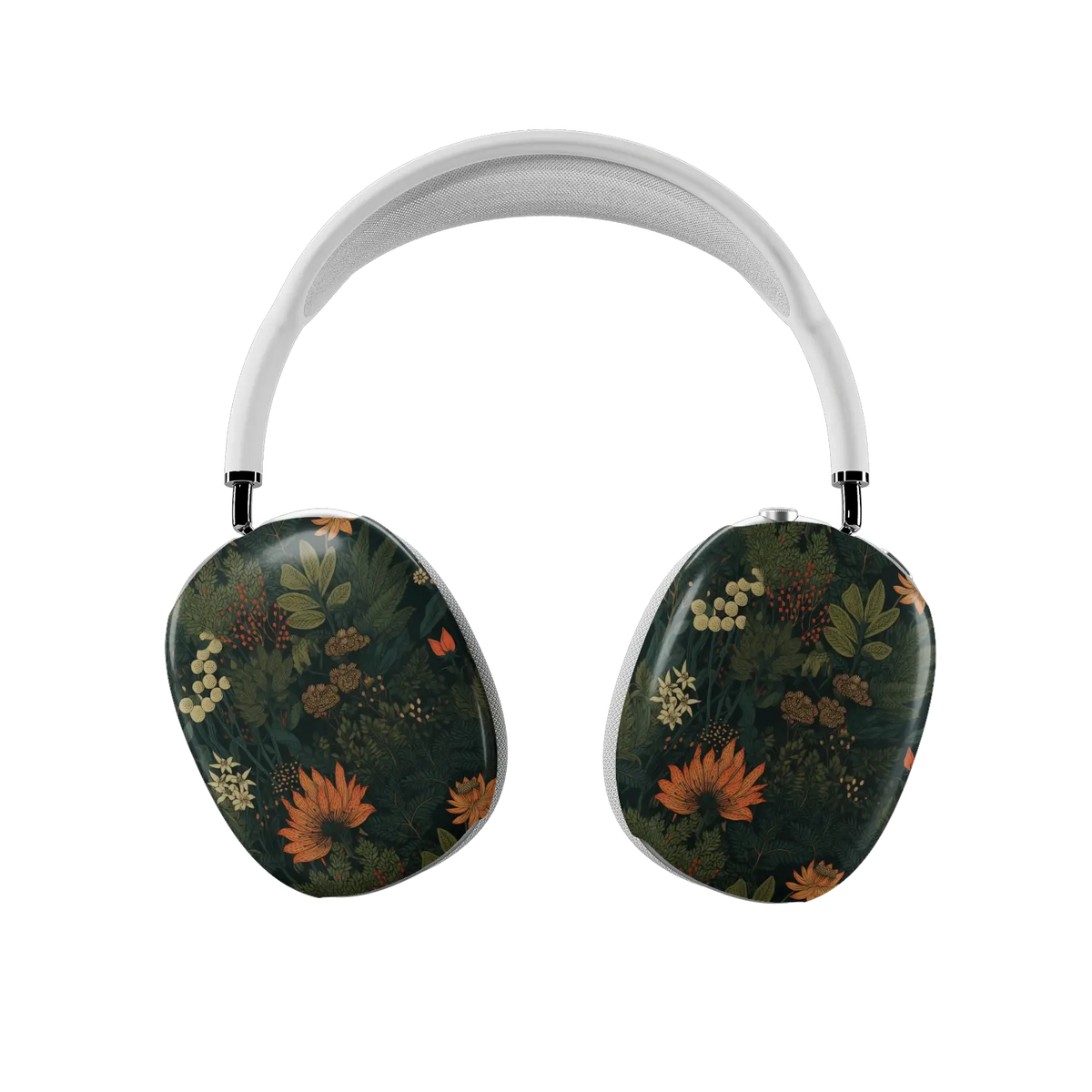 Elderberry Enchantment vintage gothic floral AirPods Max cover, both earcups front view