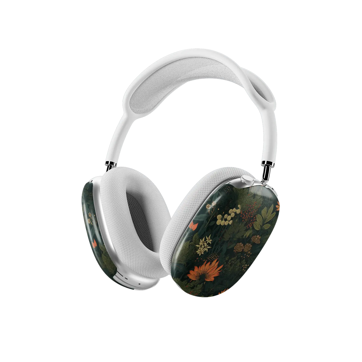 Angled three-quarter view of the Elderberry Enchantment gothic botanical AirPods Max cover