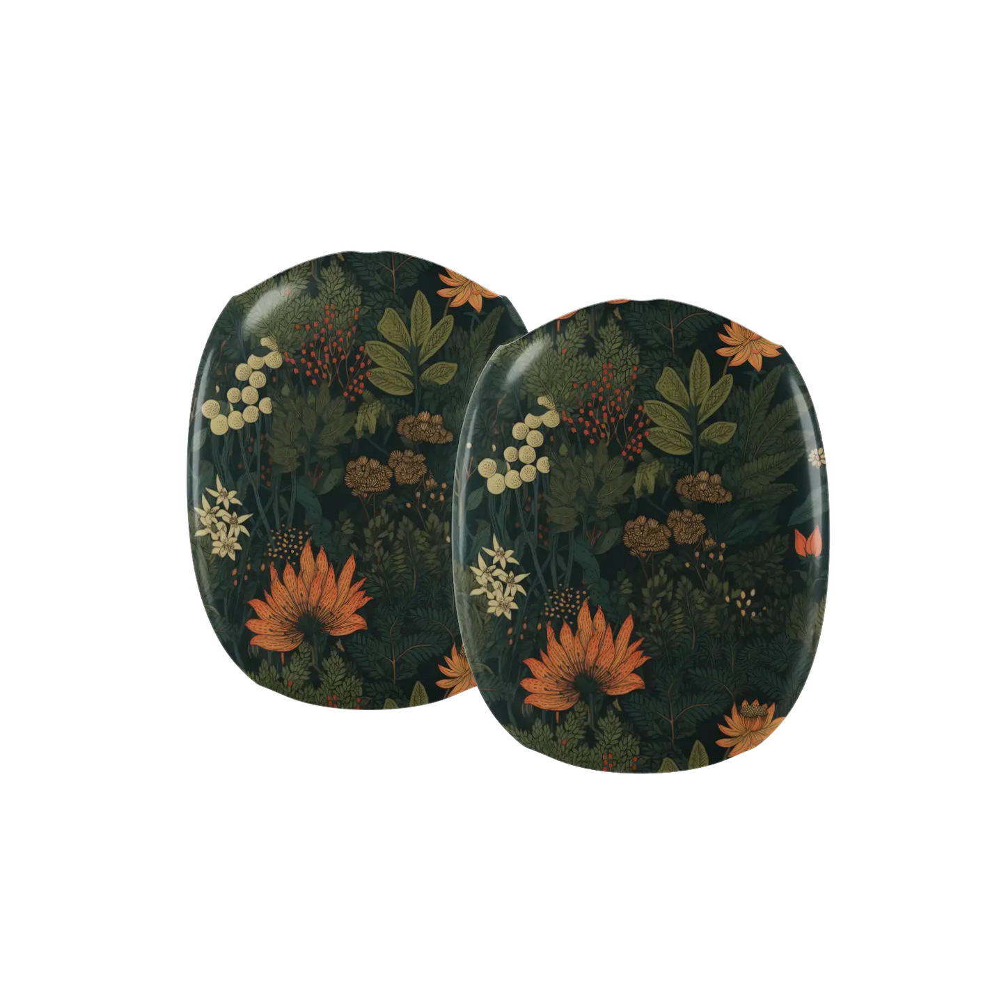 Close-up detail of the Elderberry Enchantment floral AirPods Max earcup covers