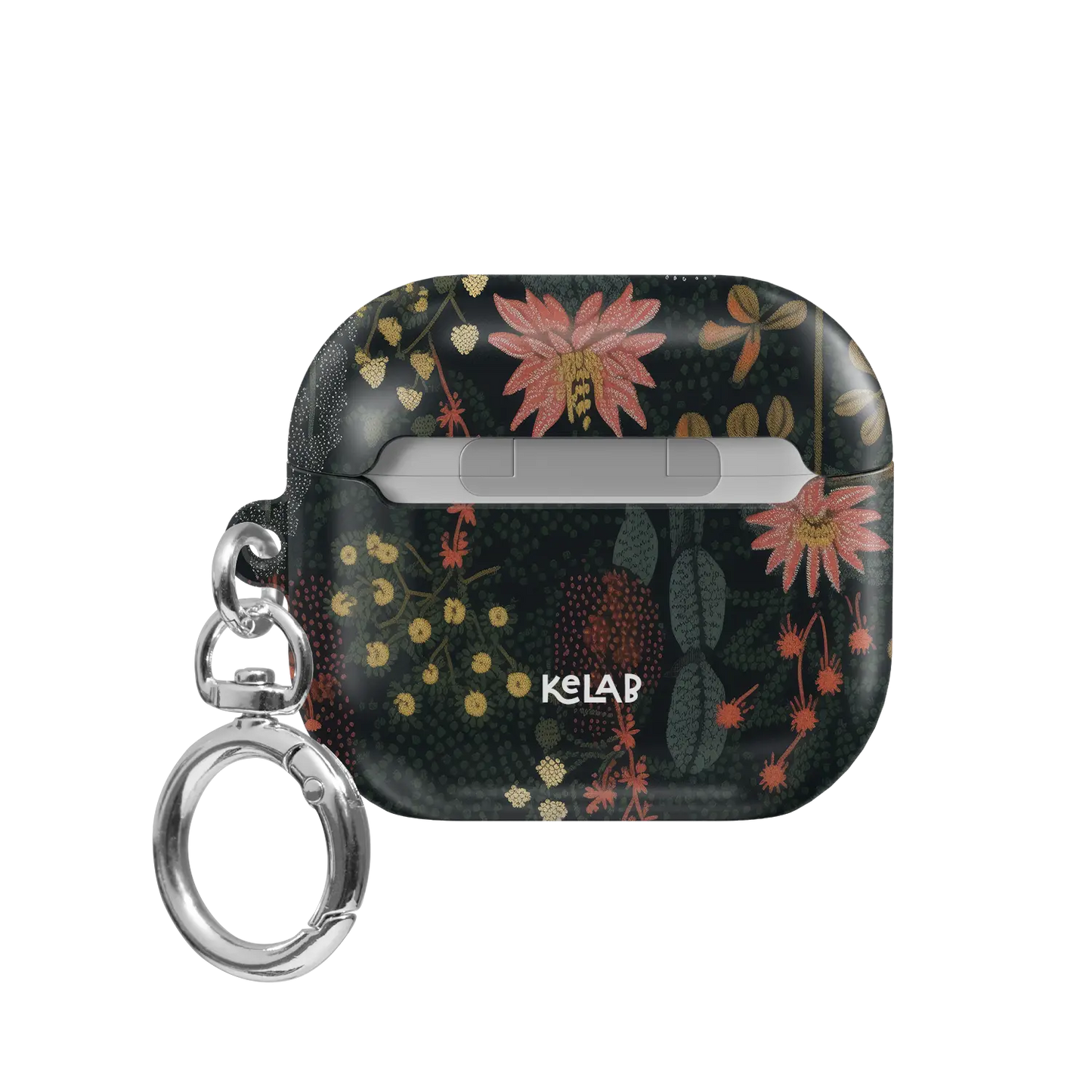 Back view of the Starlit Botanica midnight floral AirPods case in dark green