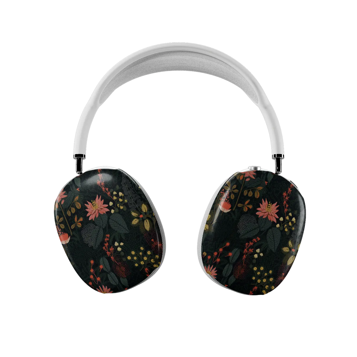 Starlit Botanica midnight floral AirPods Max cover, both earcups front view