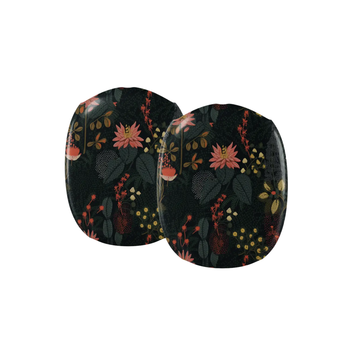 Close-up detail of the Starlit Botanica floral AirPods Max earcup covers