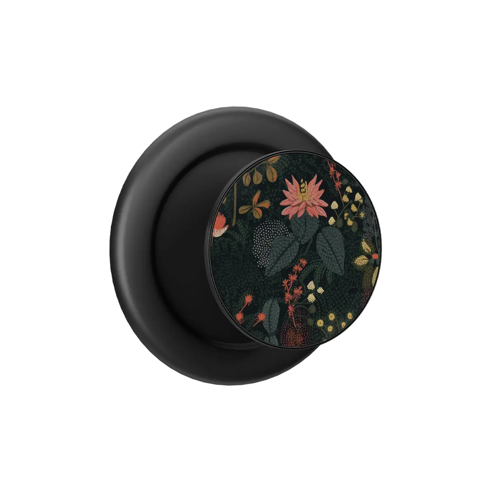 Starlit Botanica midnight floral MagSafe grip in Black, expanded view