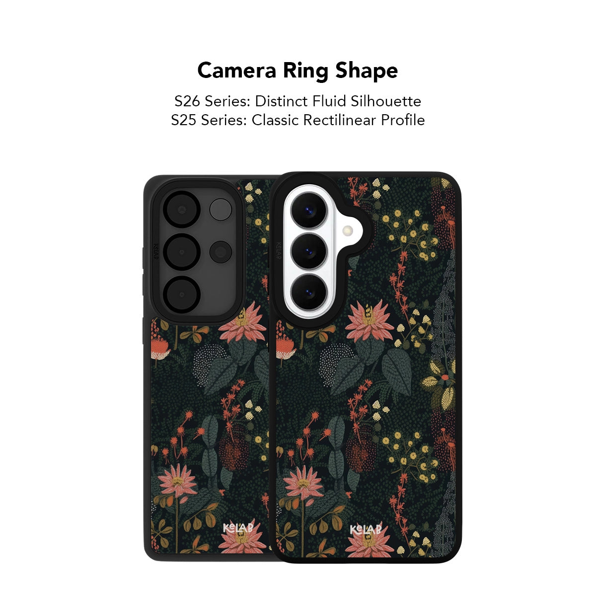 Samsung Galaxy phone case in navy with a floral pattern and classic design for Galaxy S26 series