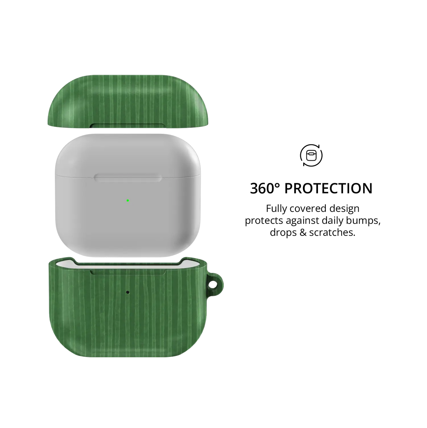 Green Stripe AirPods Case, 360-degree protective coverage