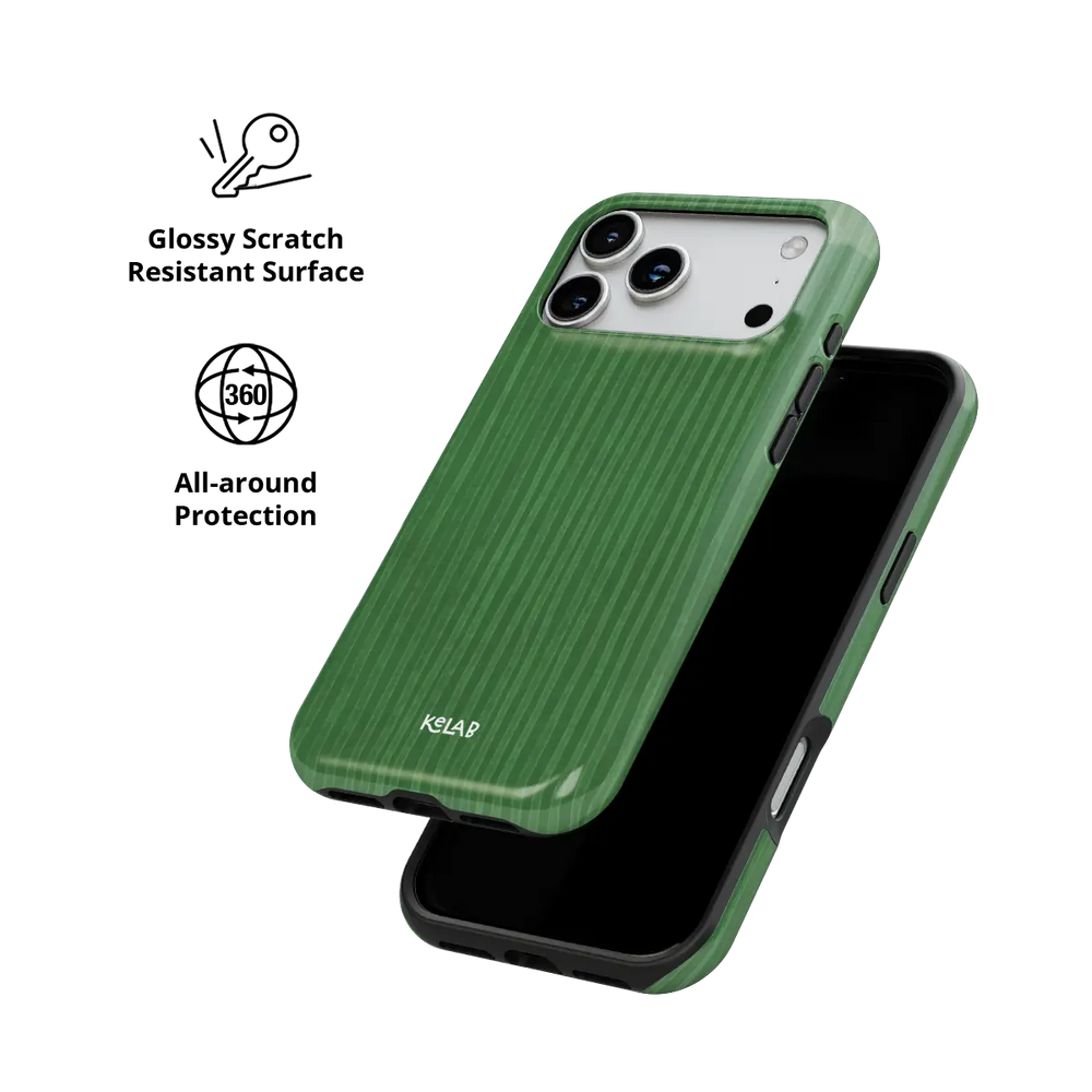 Green Stripe Pattern iPhone Case, scratch-resistant all-around protection detail