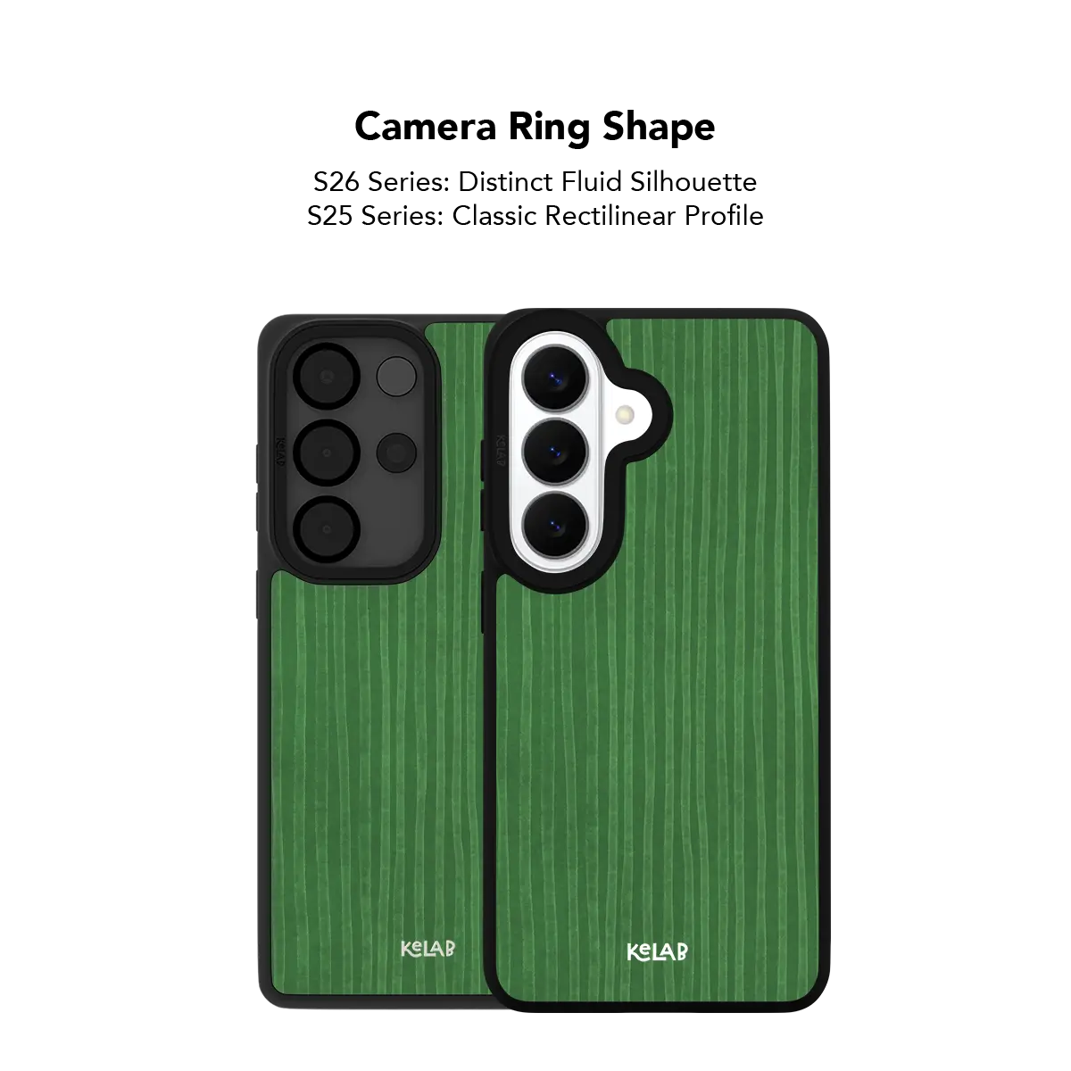 Close up of the camera ring cutout on the emerald green stripe Samsung Galaxy case