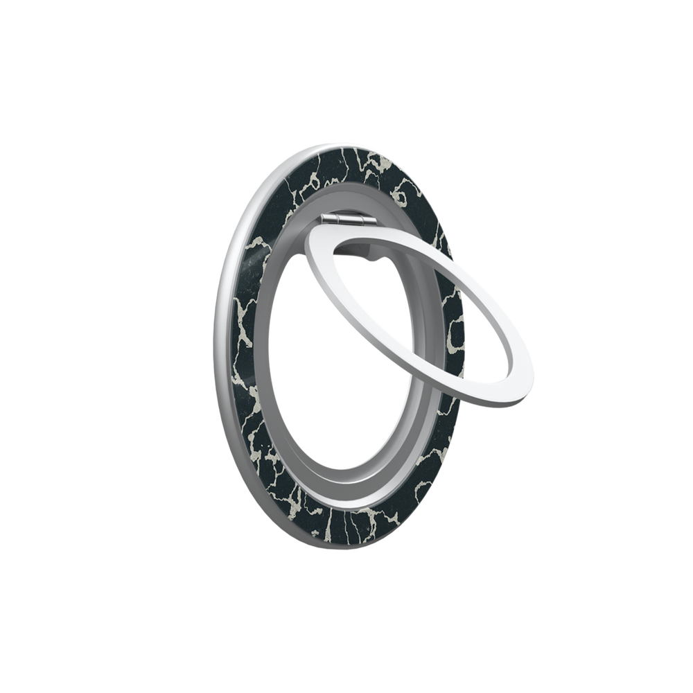 Obsidian Vein | Abstract Black Marble MagSafe Ring Stand