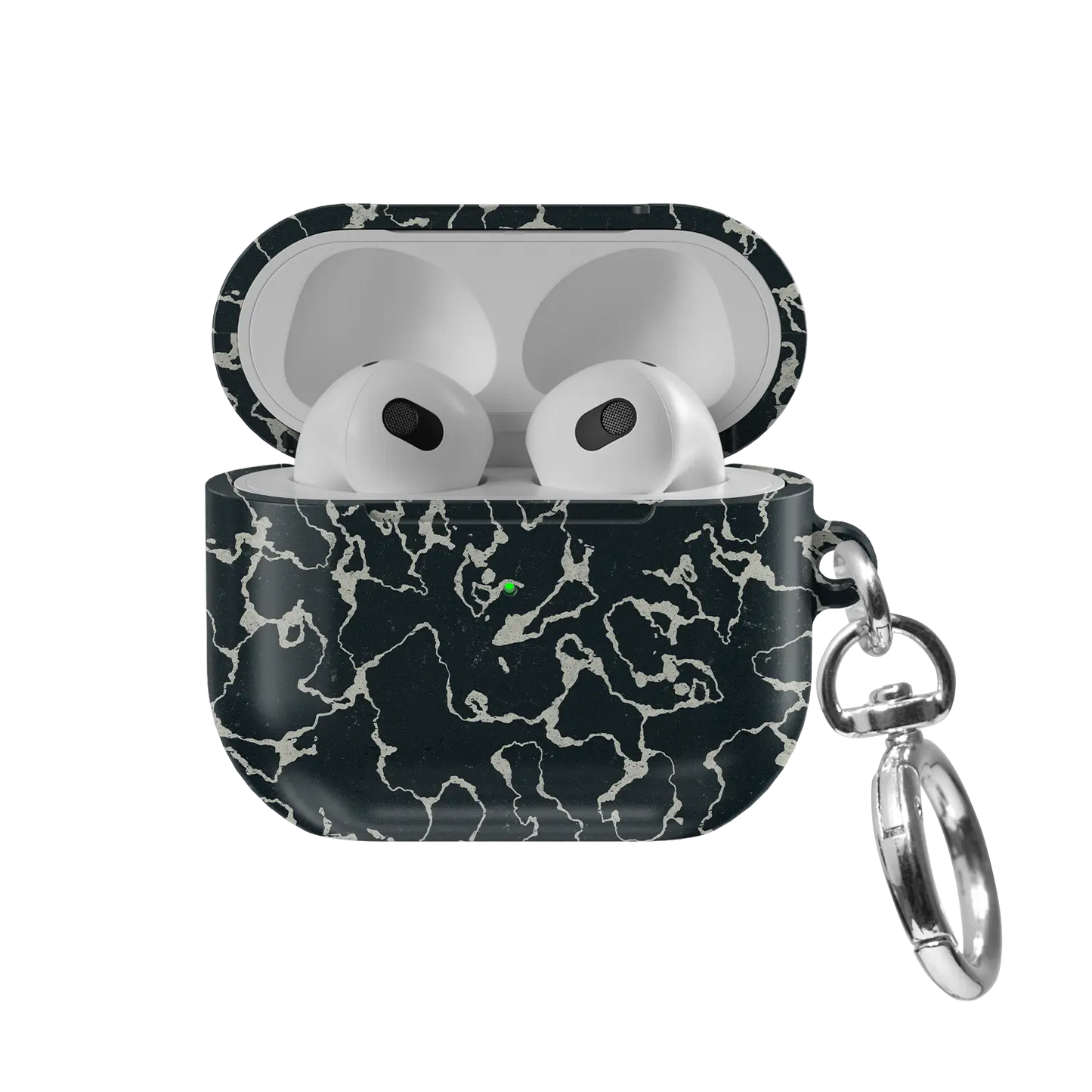 Black Marble AirPods Case, front view with lid open