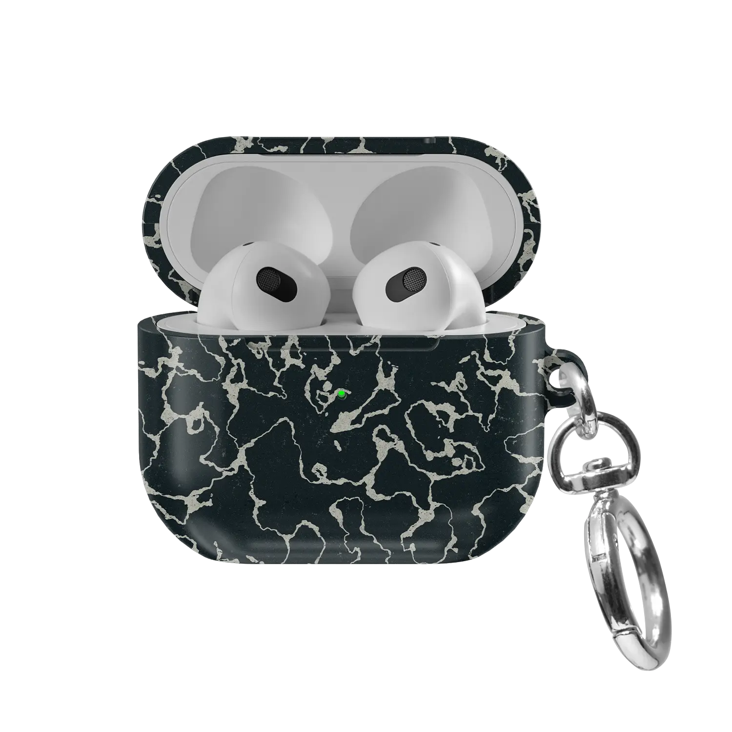 Black Marble AirPods Case, front view with lid open