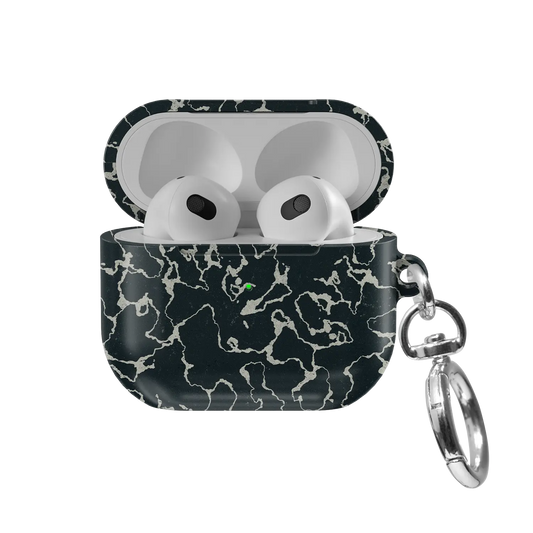 Black Marble AirPods Case, front view with lid open