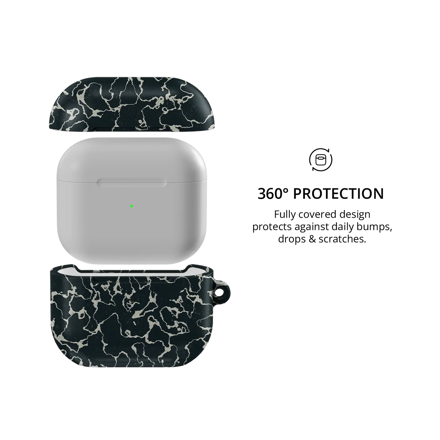Black Marble AirPods Case, 360-degree protective coverage