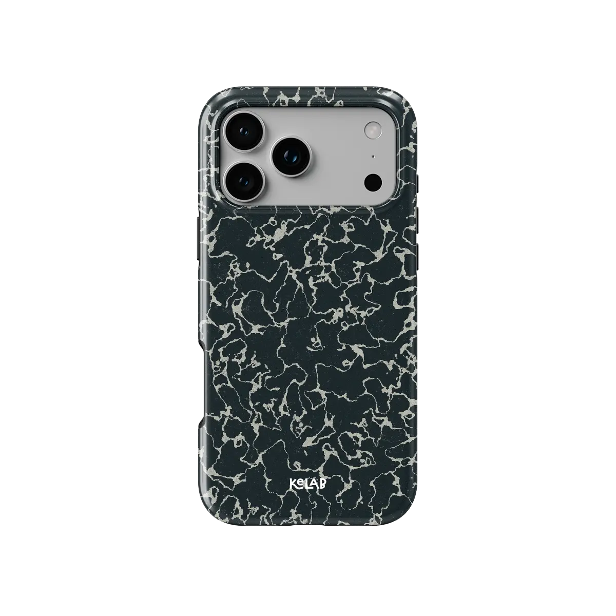 Abstract Black Marble iPhone Case, back view showing full coverage and camera cutout