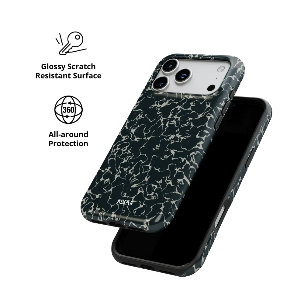 Abstract Black Marble iPhone Case, scratch-resistant all-around protection detail