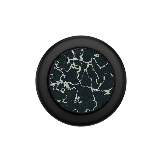 Obsidian Vein black MagSafe phone grip with white marble vein pattern and built-in strong magnets.