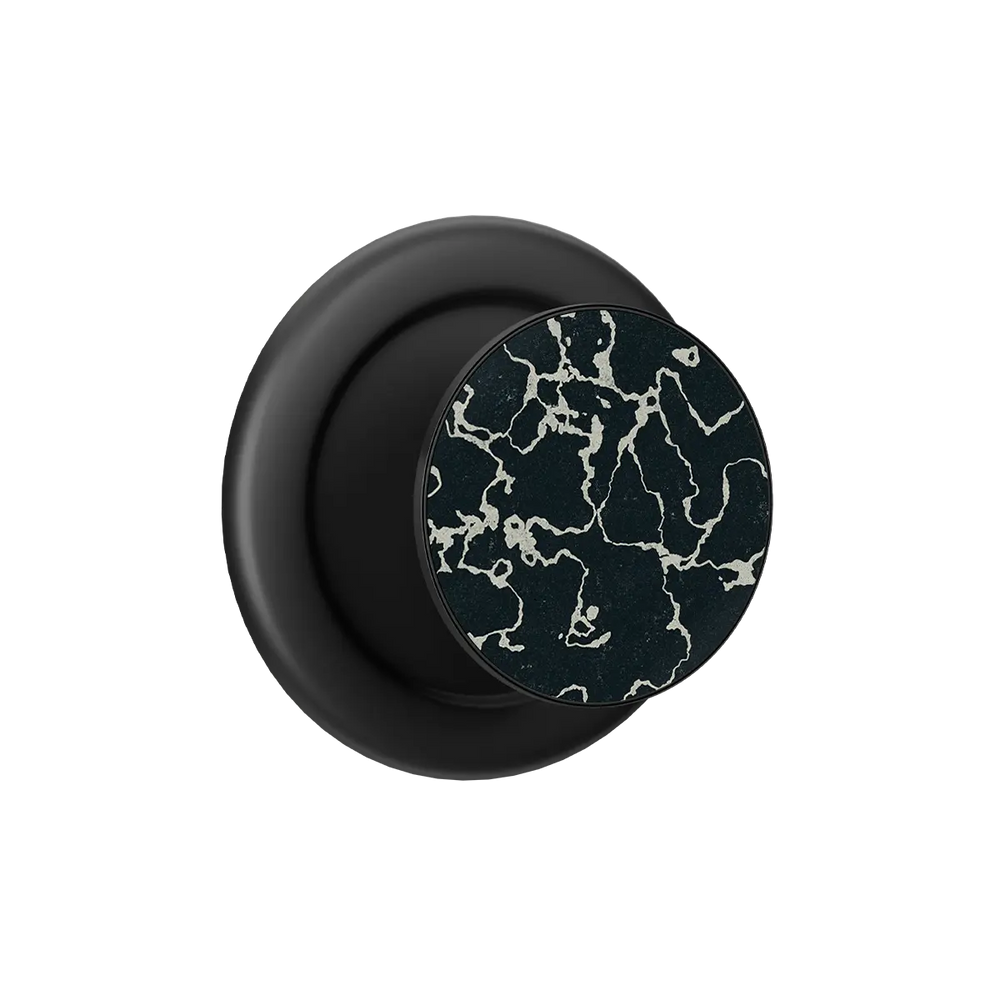 Black Obsidian Vein MagSafe phone grip with built-in strong magnets and pop grip design.