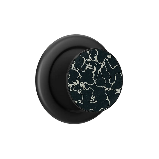 Black Obsidian Vein MagSafe phone grip with built-in strong magnets and pop grip design.