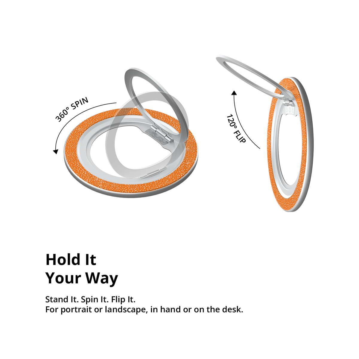 Tangerina | Electric Orange Textured MagSafe Ring Stand