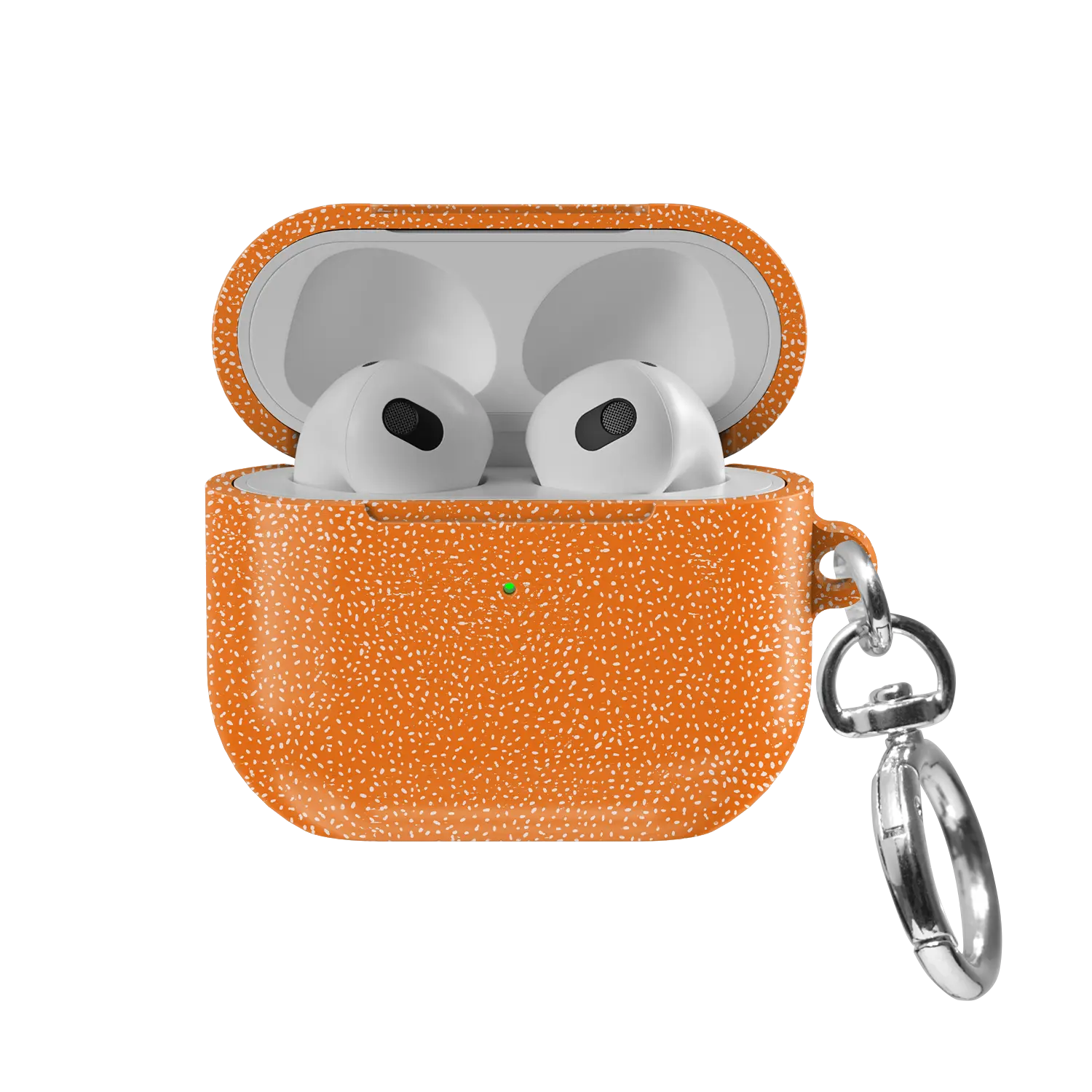 Orange Textured AirPods Case, front view with lid open