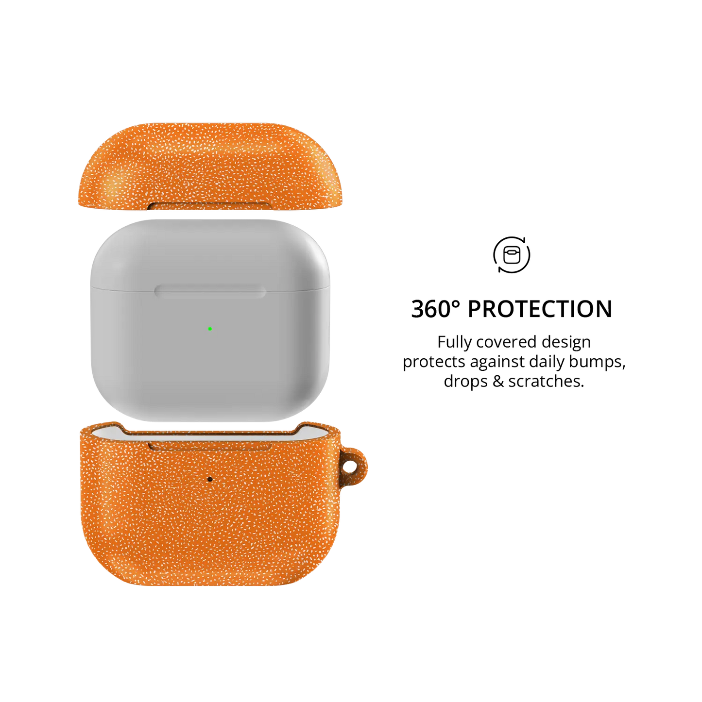 Orange Textured AirPods Case, 360-degree protective coverage