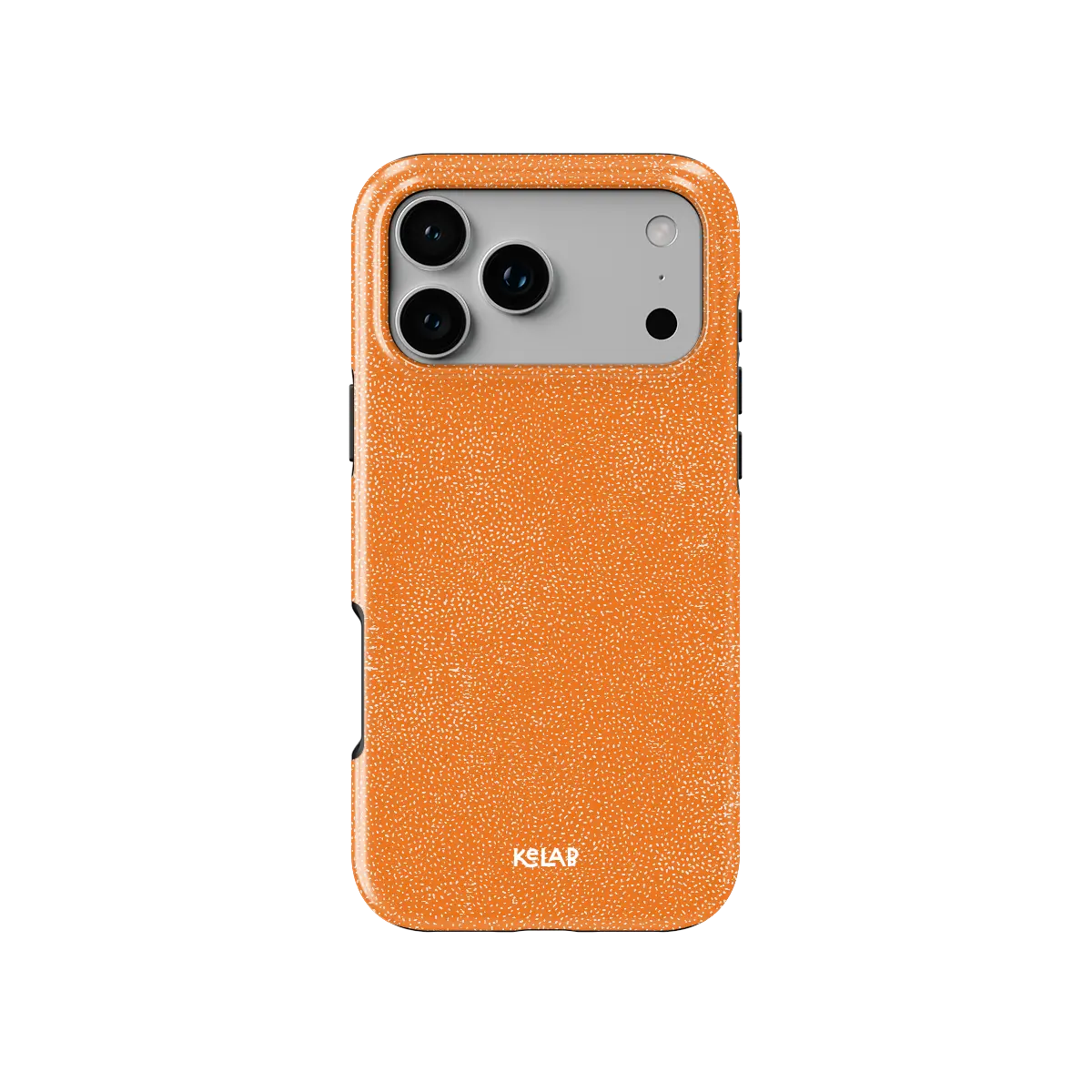 Electric Orange Textured iPhone Case, back view showing full coverage and camera cutout