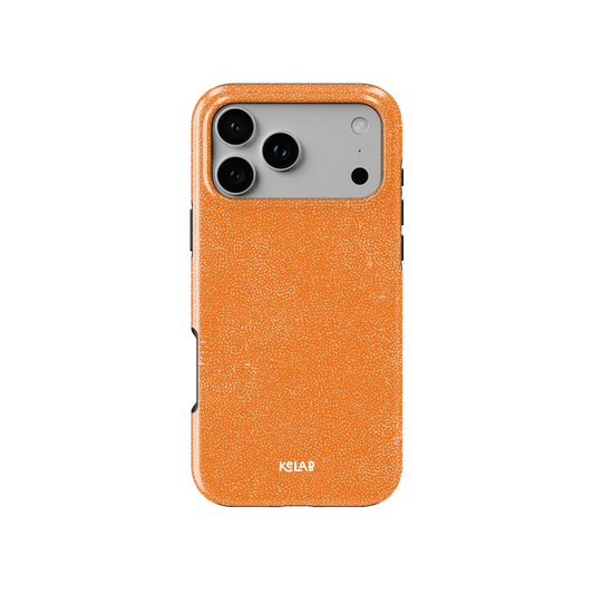Electric Orange Textured iPhone Case, back view showing full coverage and camera cutout