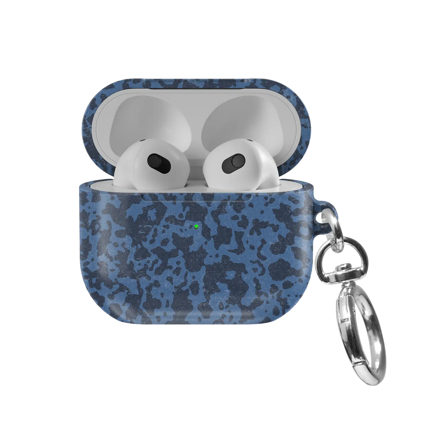 Blue Marble AirPods Case, front view with lid open