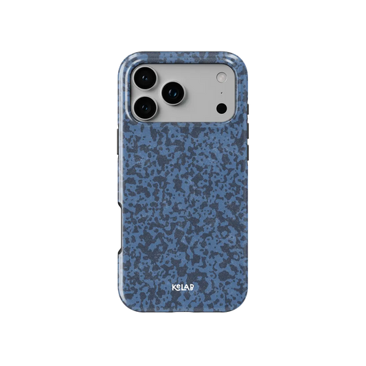 Dark Blue Marble iPhone Case, back view showing full coverage and camera cutout