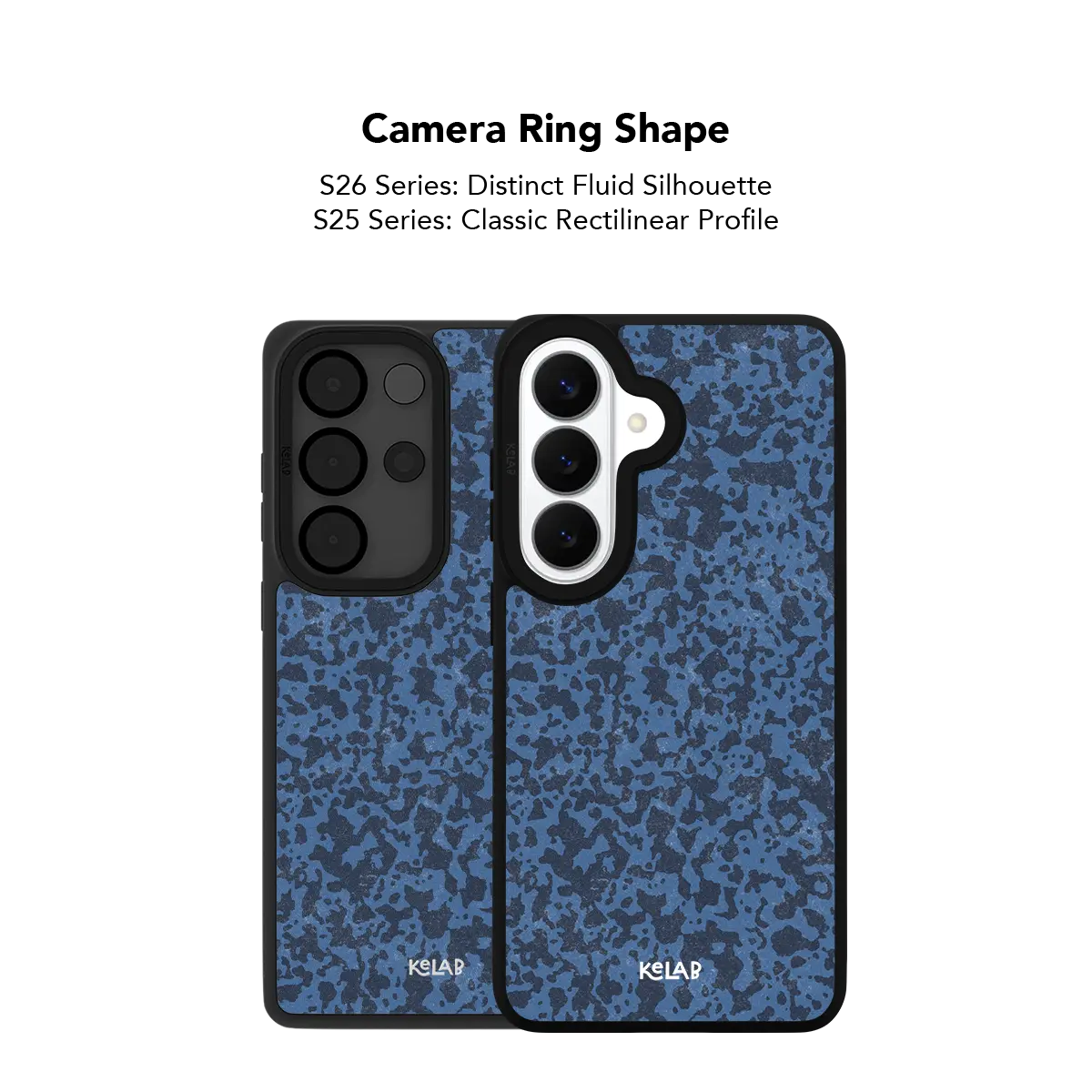 Close up of the camera ring cutout on the navy blue marble Samsung Galaxy case