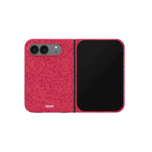 Red Street Camo, Abstract Crimson iPhone 18 Fold Case, unfolded front view