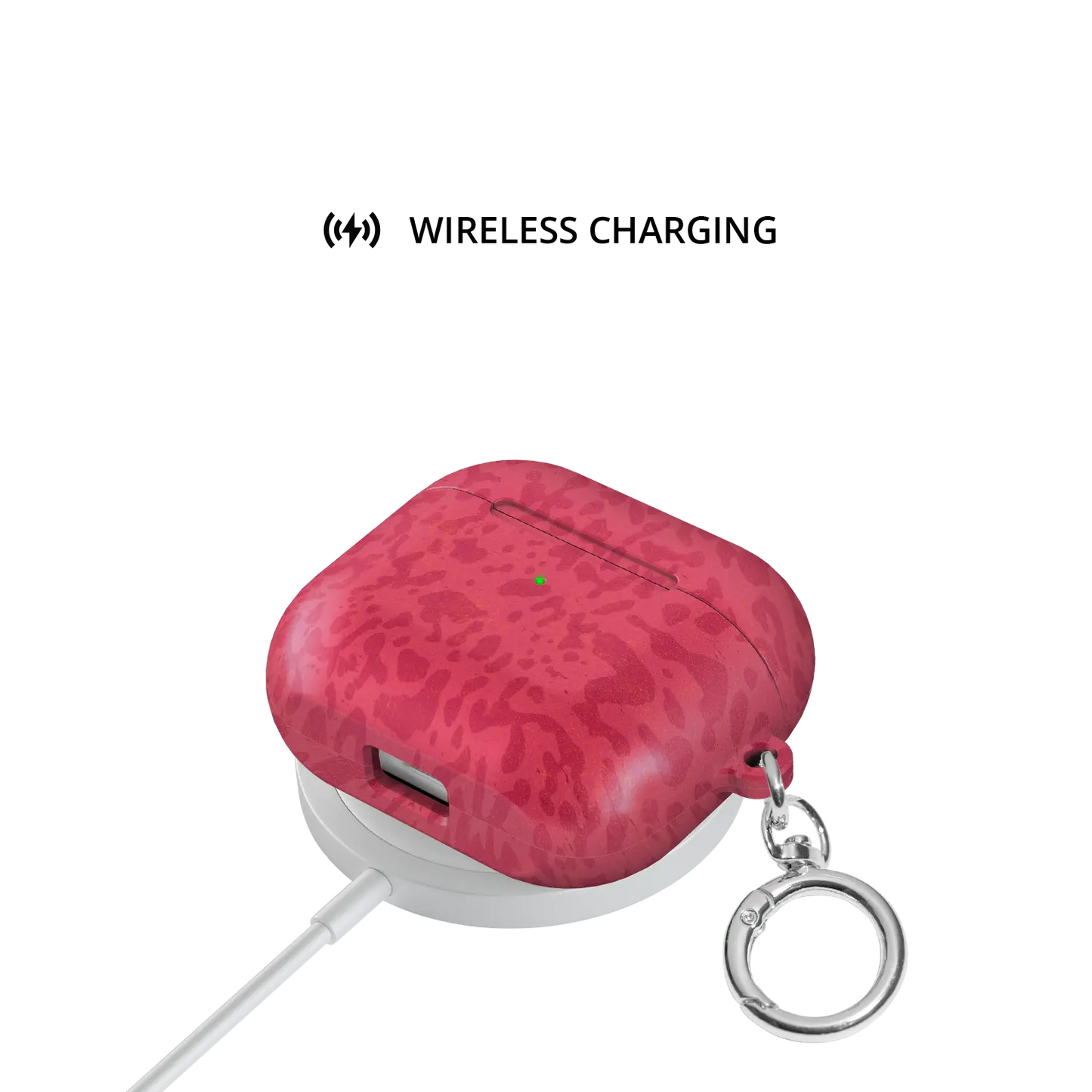 Red Street Camo AirPods Case, on wireless charger