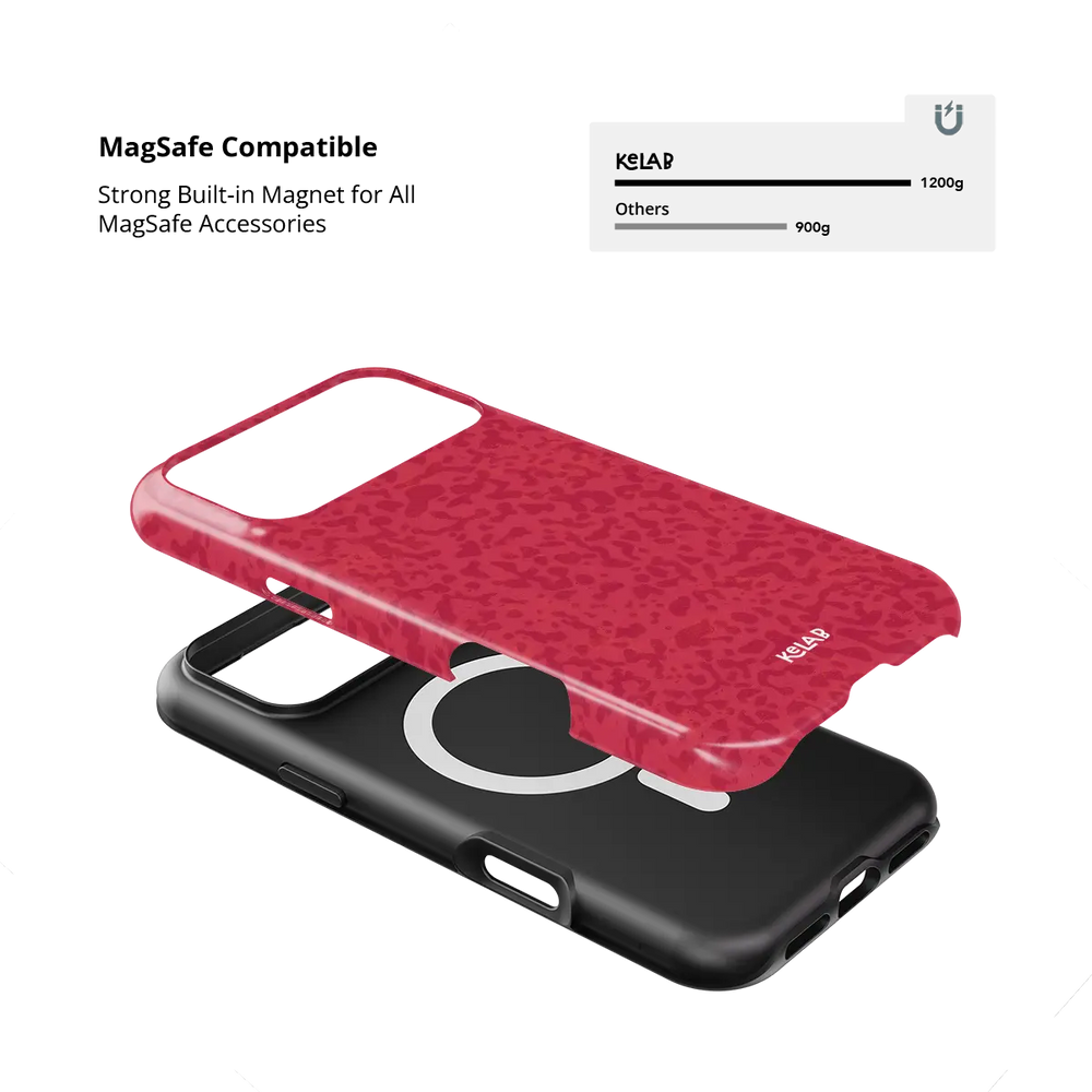 Red Street Camo iPhone Case, MagSafe compatible with built-in magnet strength