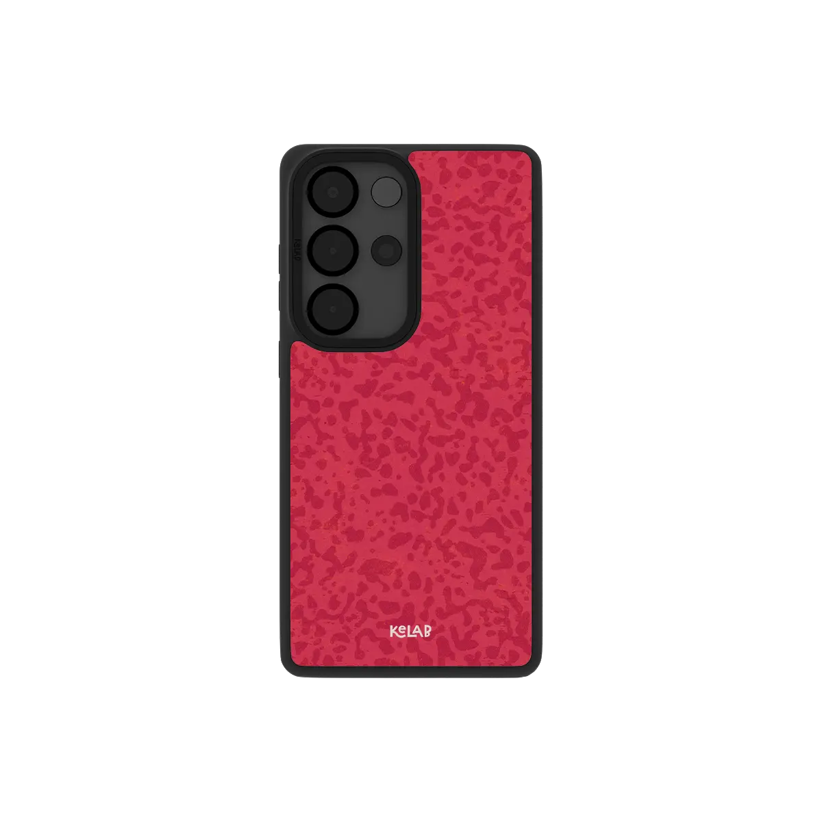Red street camo Samsung Galaxy case, back view with tonal crimson and ruby shapes around the camera cutout