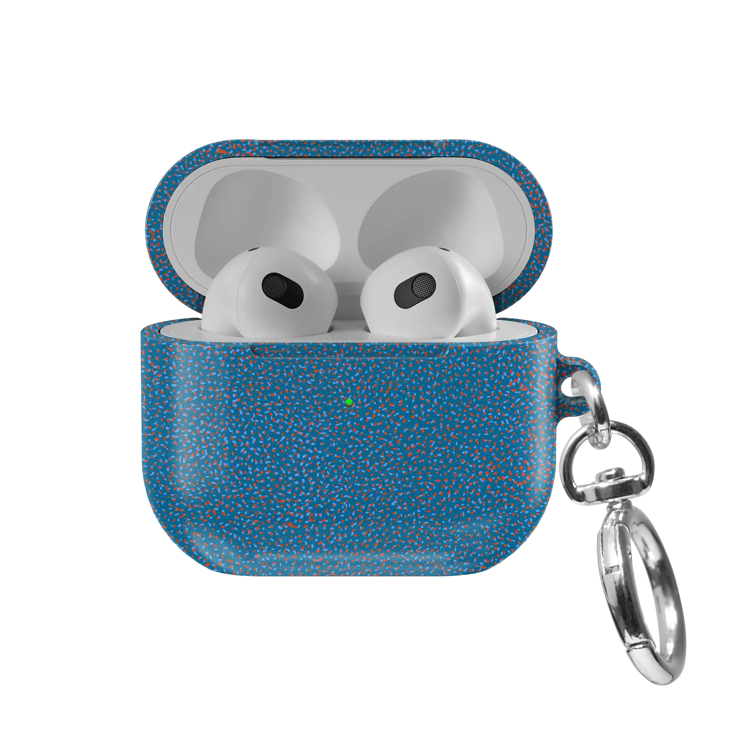 Blue Terrazzo AirPods Case, front view with lid open