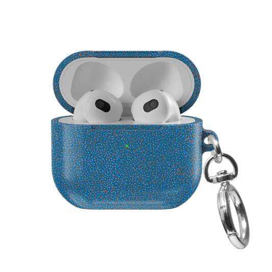 Blue Terrazzo AirPods Case, front view with lid open
