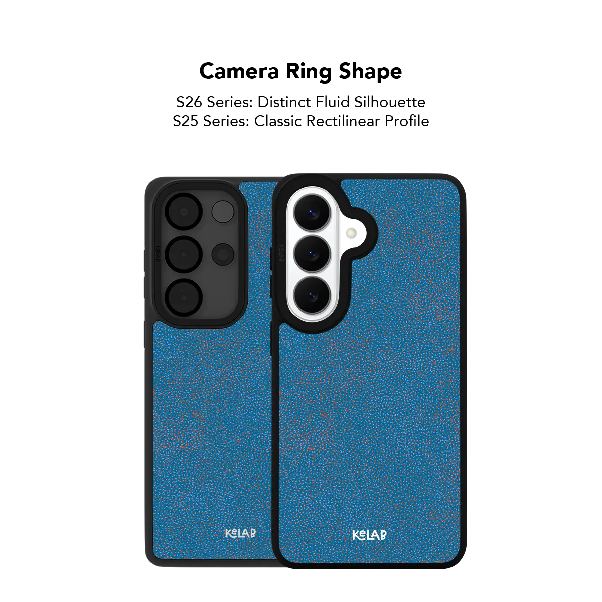 Close up of the camera ring cutout on the blue terrazzo Samsung Galaxy case