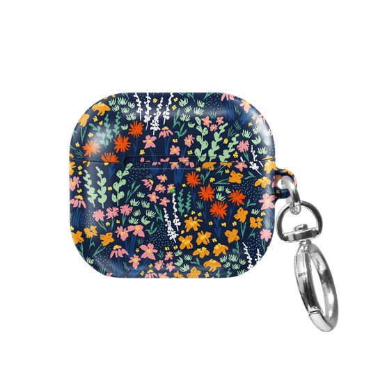 Navy Wildflower AirPods Case, front view